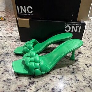 INC International Concepts Bright Green Braided Slide Heels